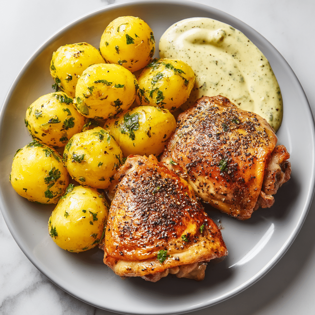 Roasted Mediterranean Chicken Thighs & Baby Potatoes Recipe