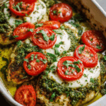 Basil Pesto Tomato Mozzarella Chicken Bake Recipe