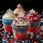 Red, White, and Blue Cupcakes Served in Wine Glasses Recipe