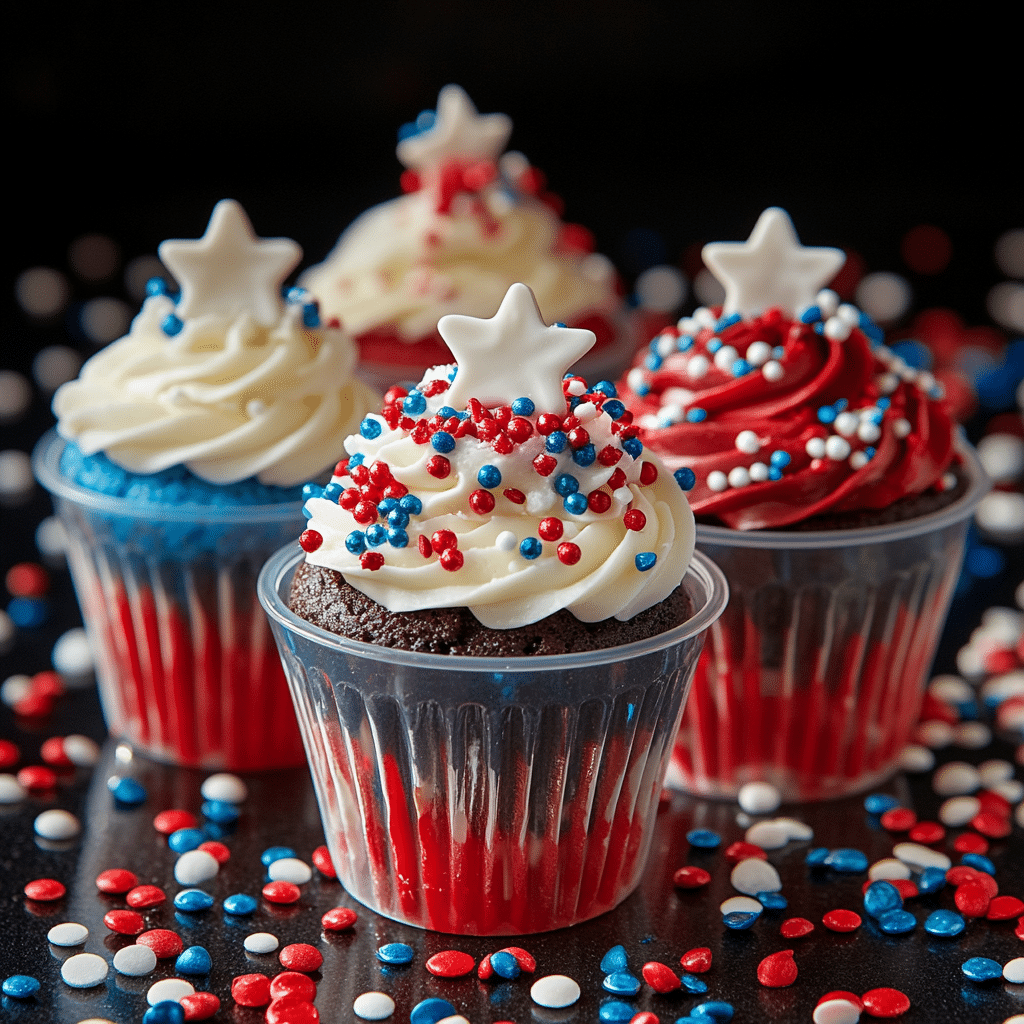 Red, White, and Blue Cupcakes Served in Wine Glasses Recipe