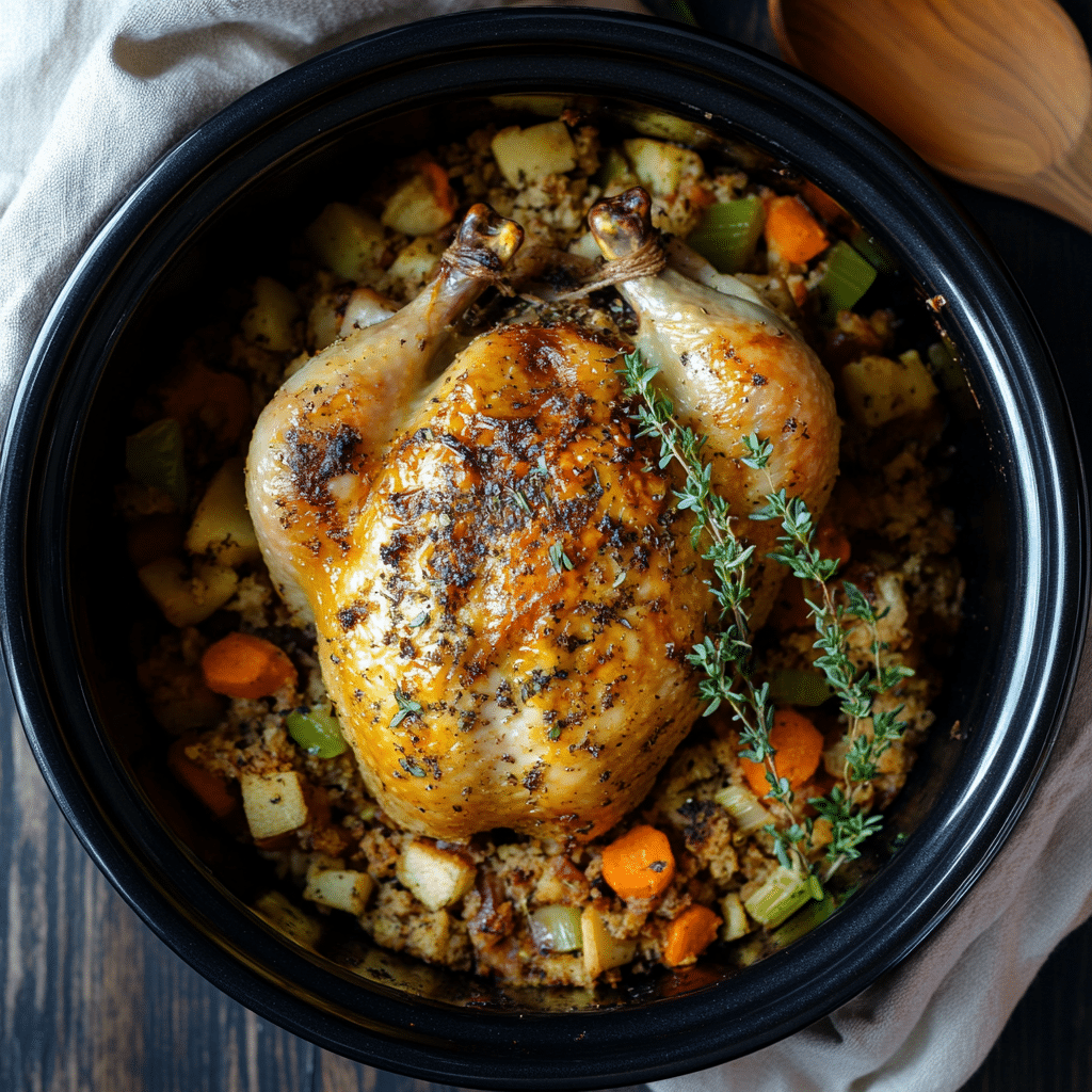 Slow Cooker Whole Chicken with Stuffing Recipe