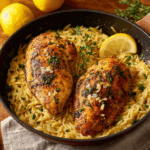 Garlic Herb Chicken with Lemon Orzo Recipe