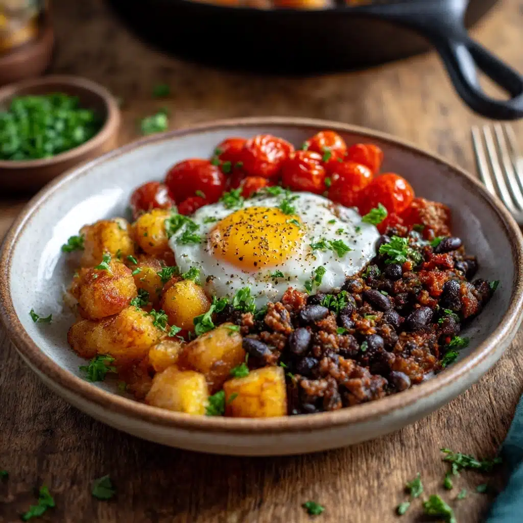 Drizzle spicy tomato butter over the sausage hash and toss lightly to coat Recipe