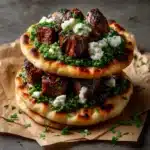 Grilled Lamb Pitas with Pistachio & Mint Pesto Recipe