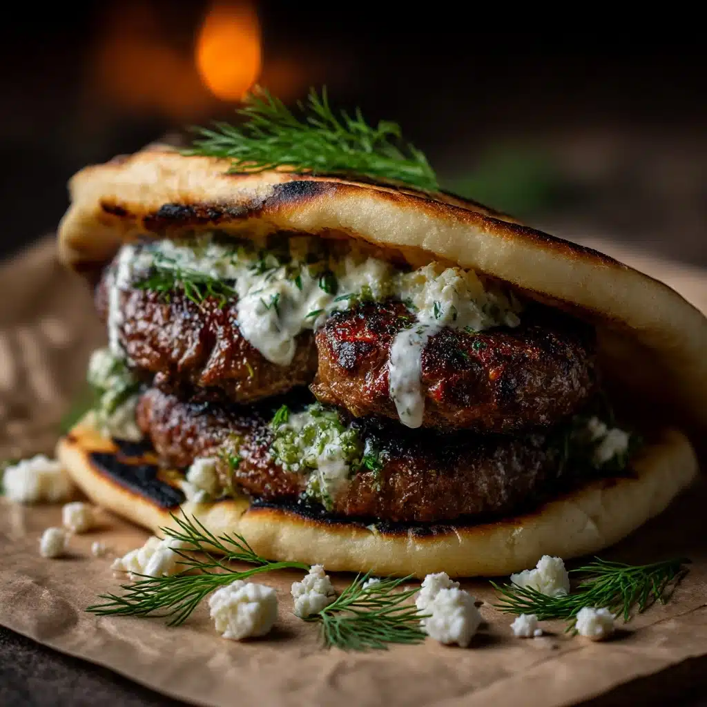 Grilled Lamb Pitas with Pistachio & Mint Pesto Recipe - Recipe Image