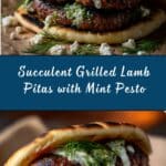 Grilled Lamb Pitas with Pistachio & Mint Pesto Recipe