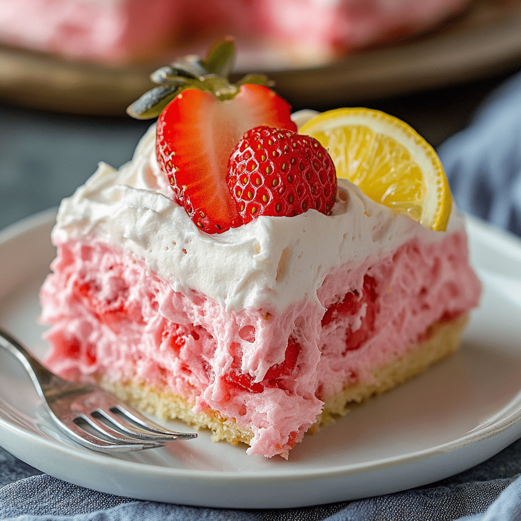 Strawberry Cake with Lemon Cream Topping