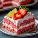 Strawberry Cake with Lemon Cream Topping