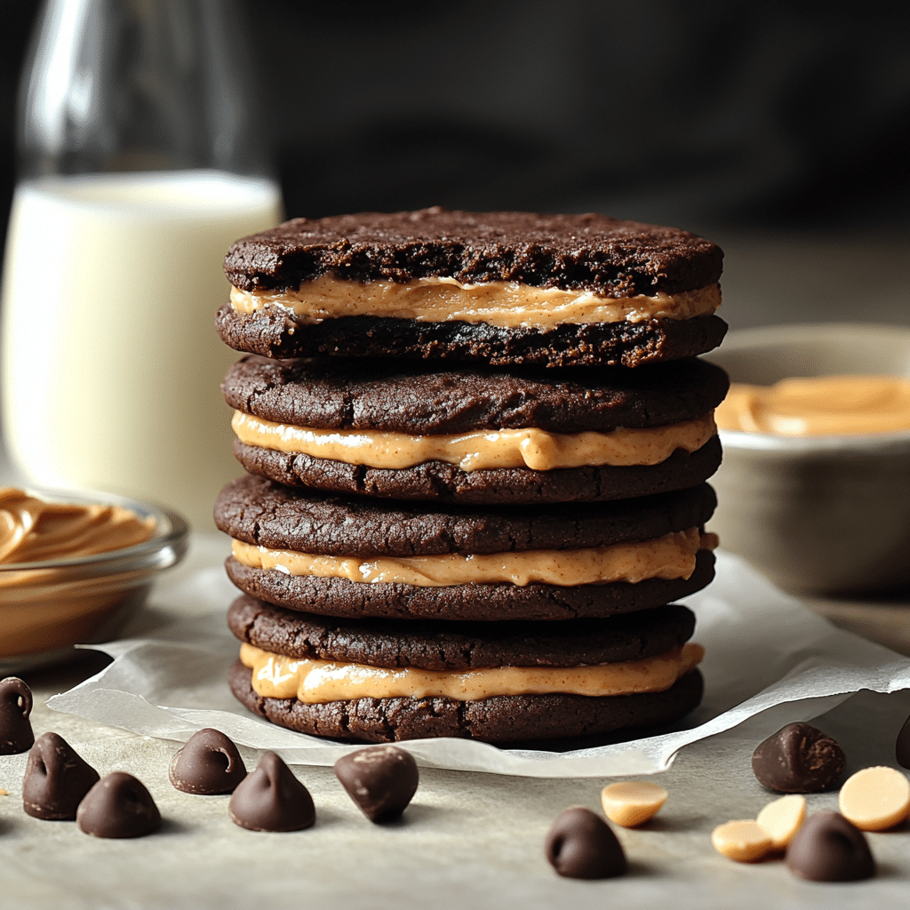 Chocolate Peanut Butter Cookie Sandwiches