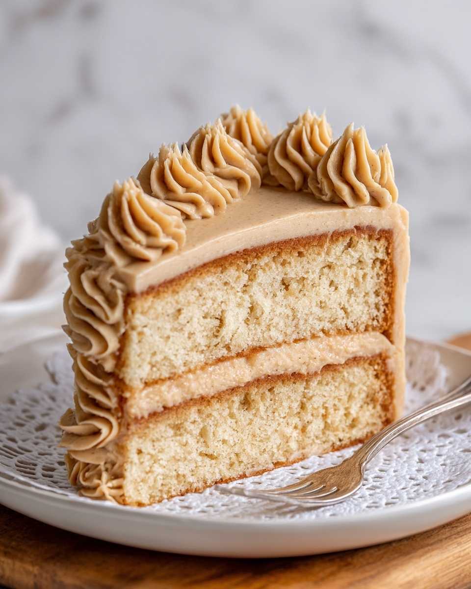 Vanilla Cream Cake with Quick Caramel Frosting Recipe - Recipe Image
