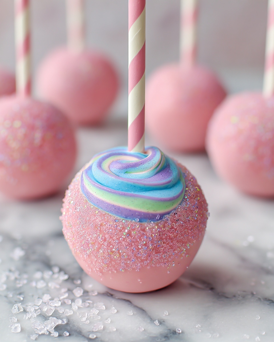 Cotton Candy Swirl Candy Apples Recipe - Recipe Image