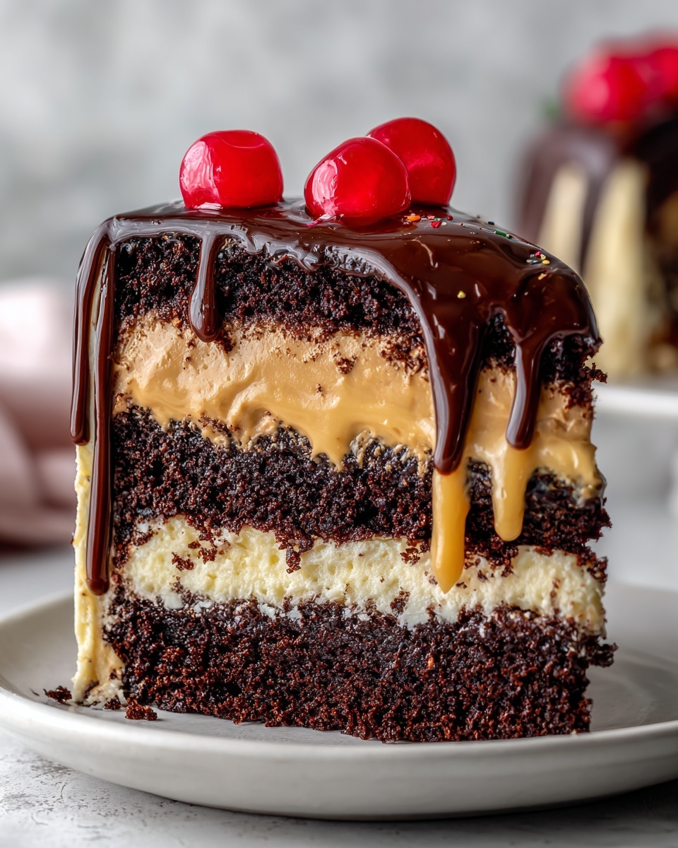Decadent Black Forest Cheesecake Cake Recipe - Recipe Image