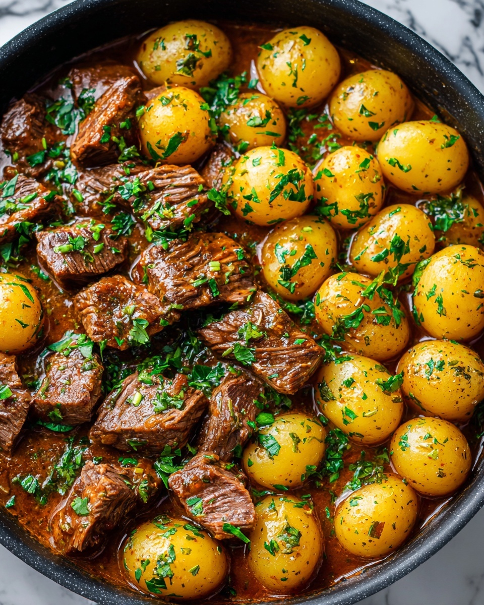 Slow Cooker Garlic Butter Beef Bites & Potatoes Recipe - Recipe Image