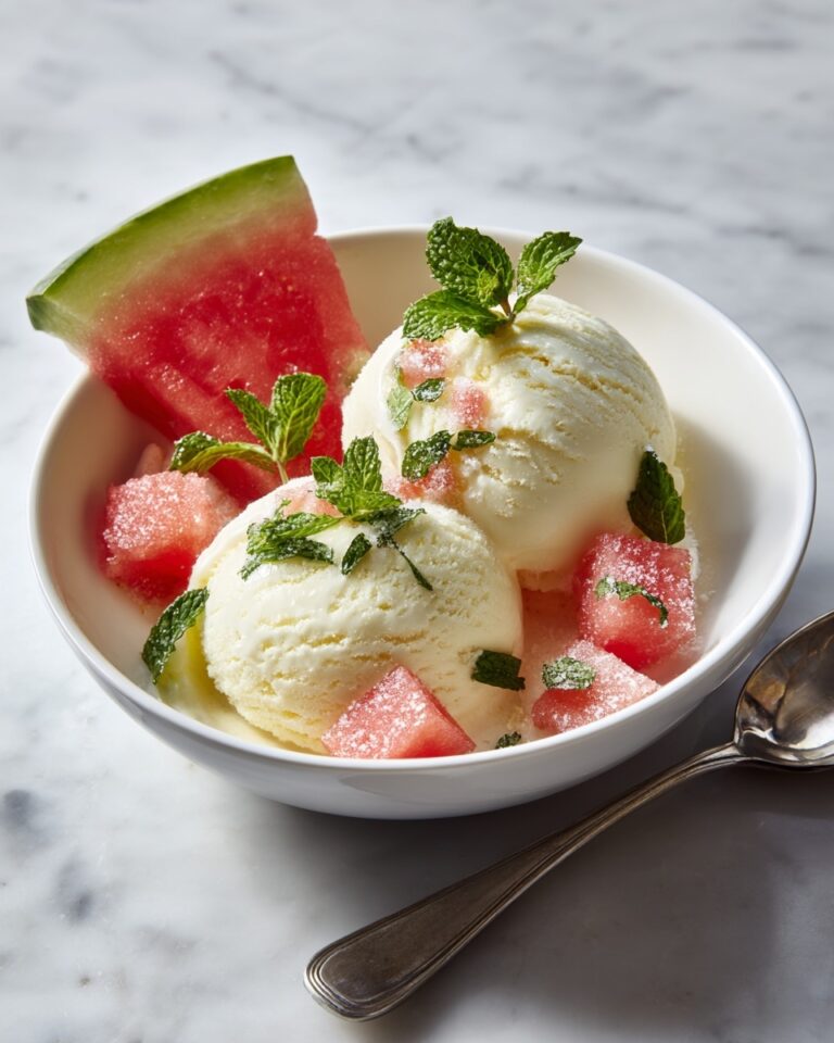Fresh Mint Ice Cream with Salted Watermelon Granita Recipe