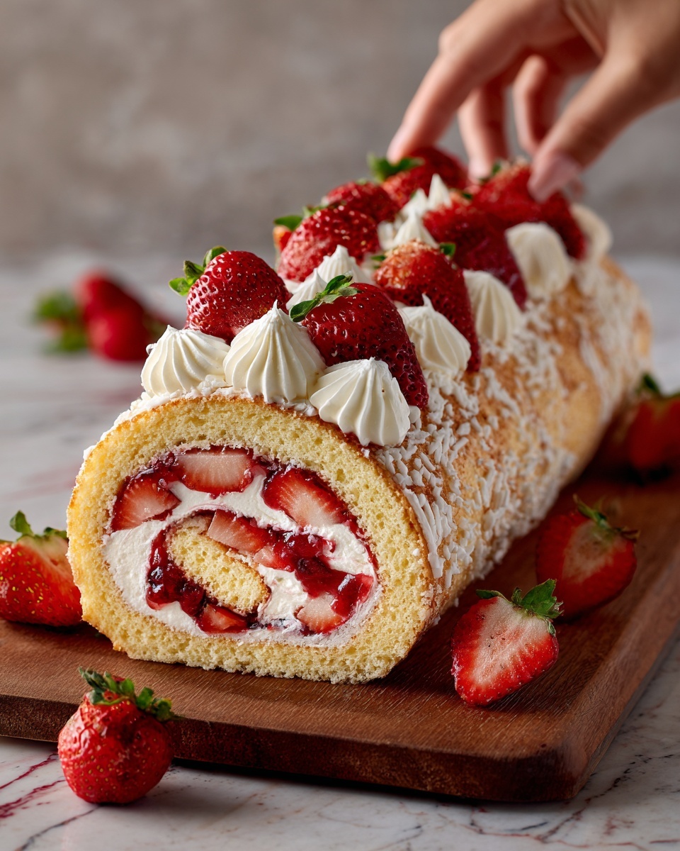 Strawberry Swiss Roll Cake Recipe - Recipe Image