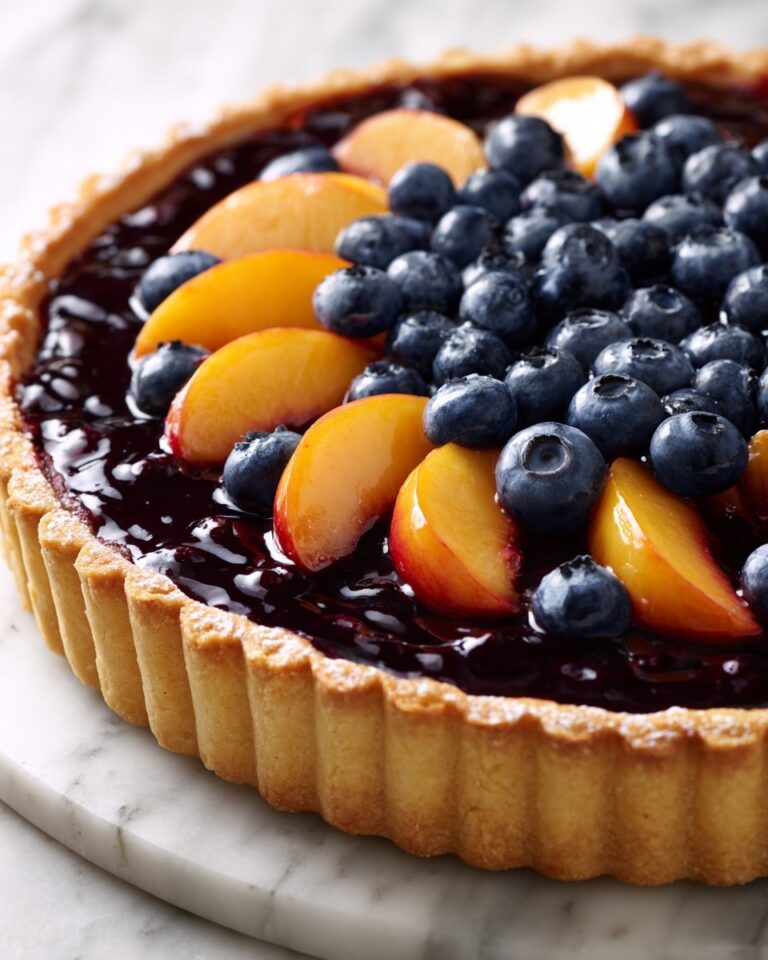 Easy Blueberry Peach Tart with Vanilla Glaze Recipe