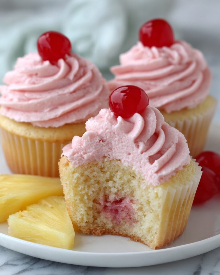 Pineapple Cupcakes with Cherry Frosting Recipe