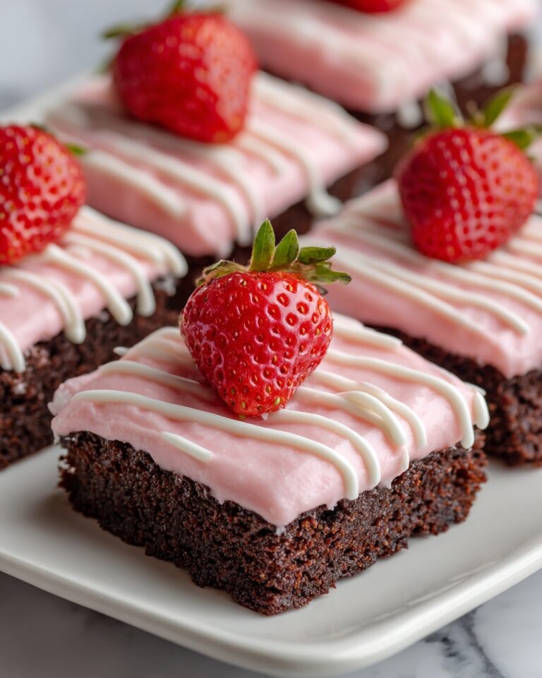 Strawberry Frosted Heart-Shaped Brownies Recipe