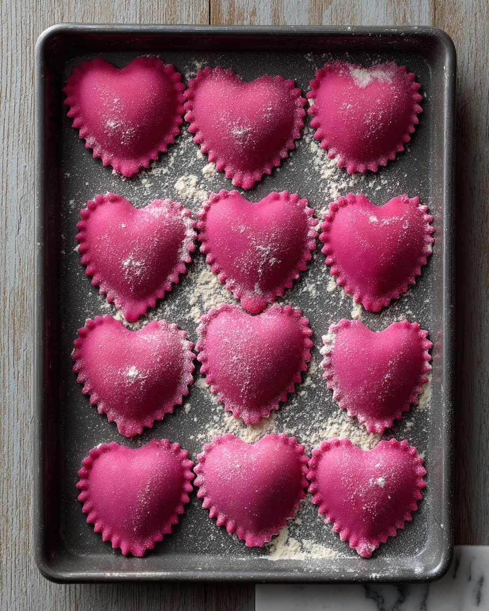 Ricotta and Sage Filled Beetroot Ravioli Hearts Recipe - Recipe Image