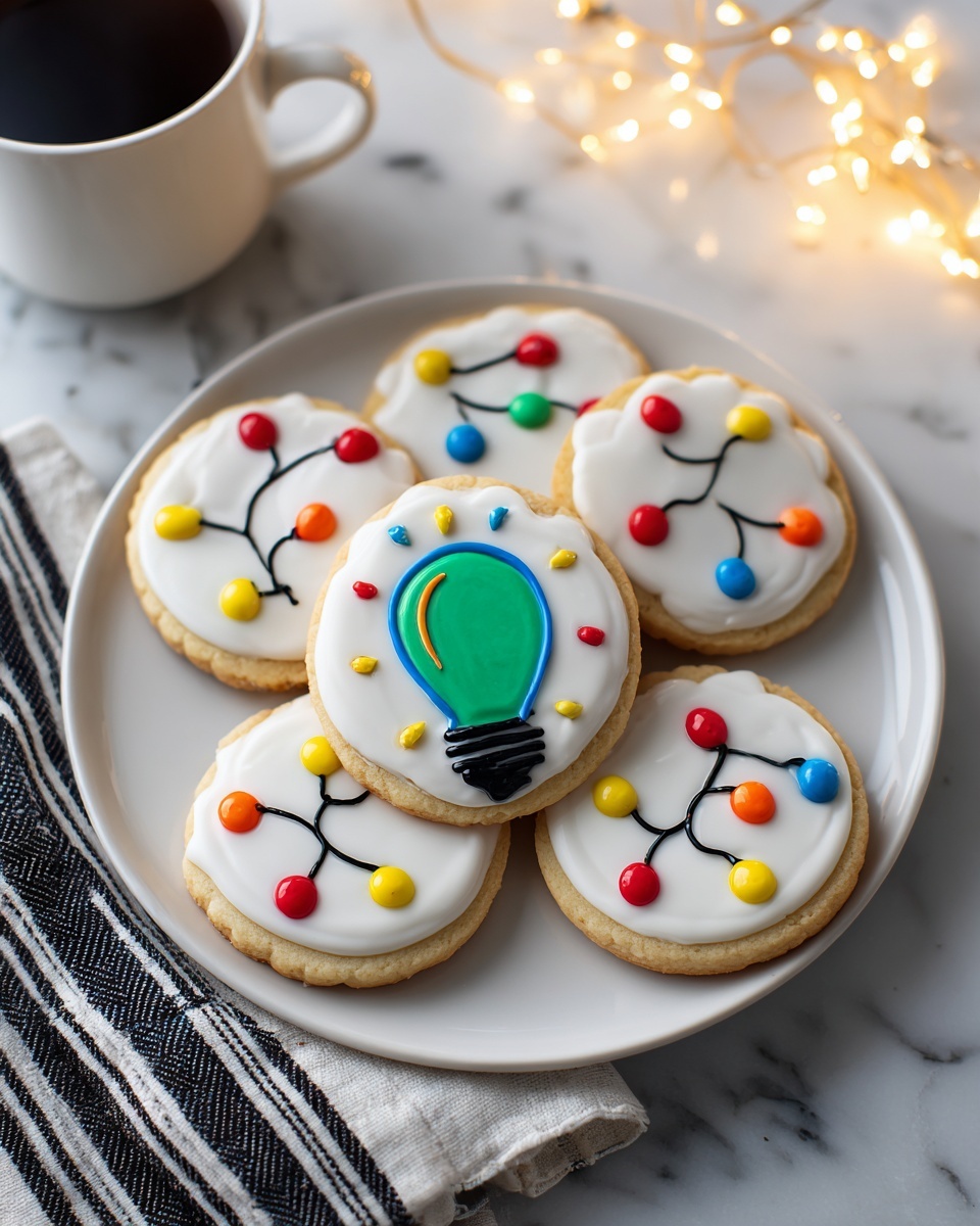 Christmas Lights Royal Icing Sugar Cookies Recipe - Recipe Image