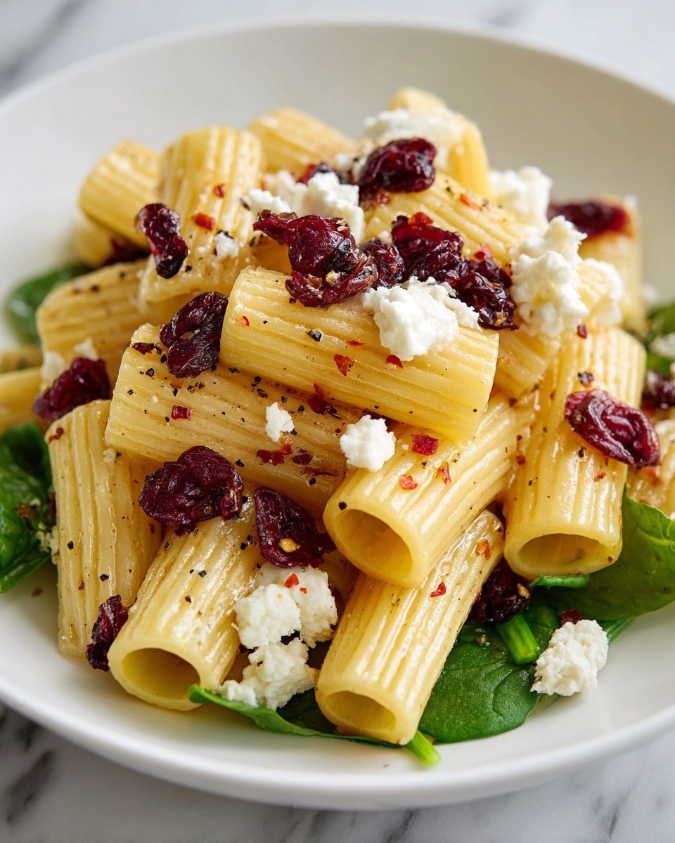 Feta & Cranberry Rigatoni Salad with Lemon Vinaigrette Recipe - Recipe Image