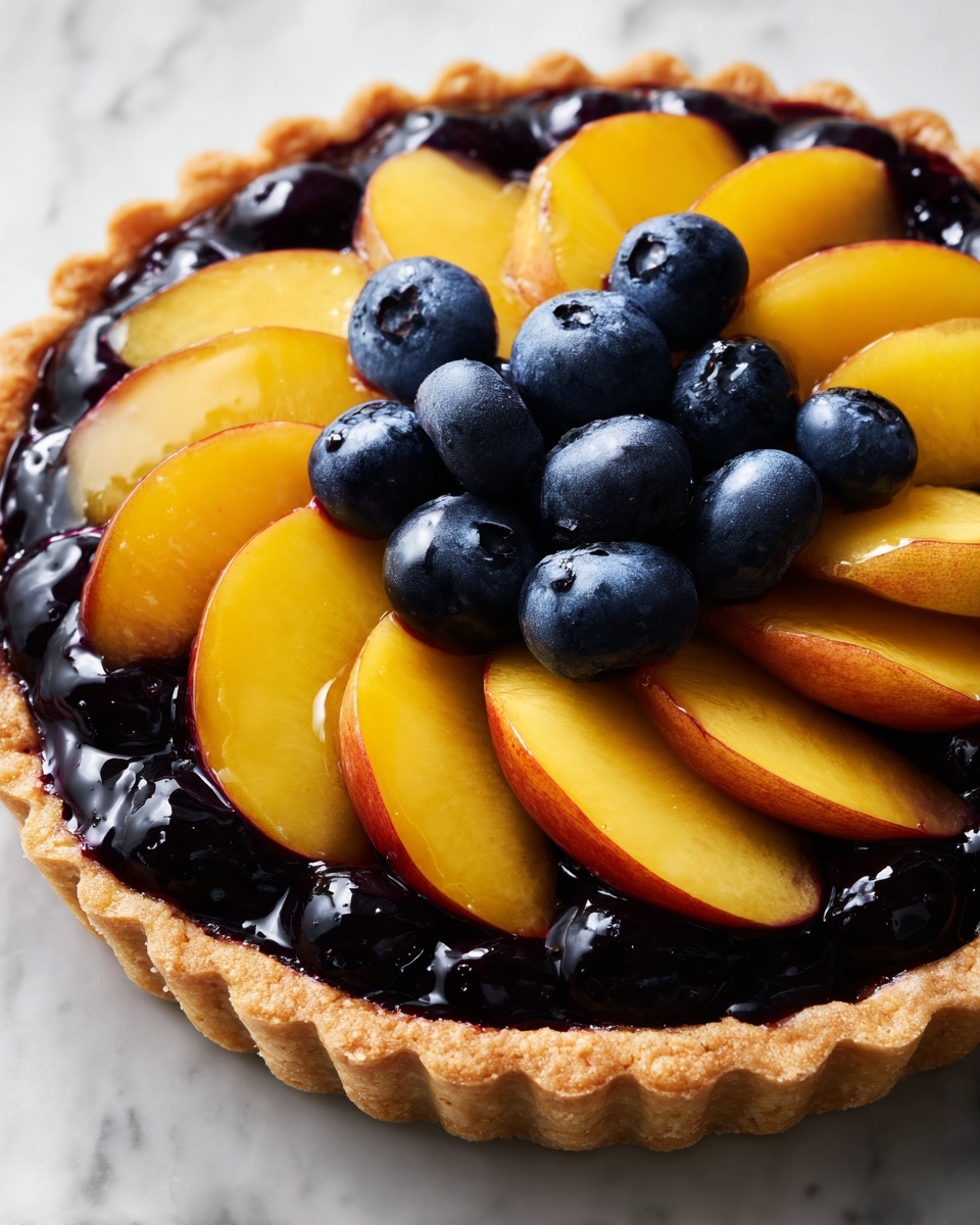 Easy Blueberry Peach Tart with Vanilla Glaze Recipe - Recipe Image