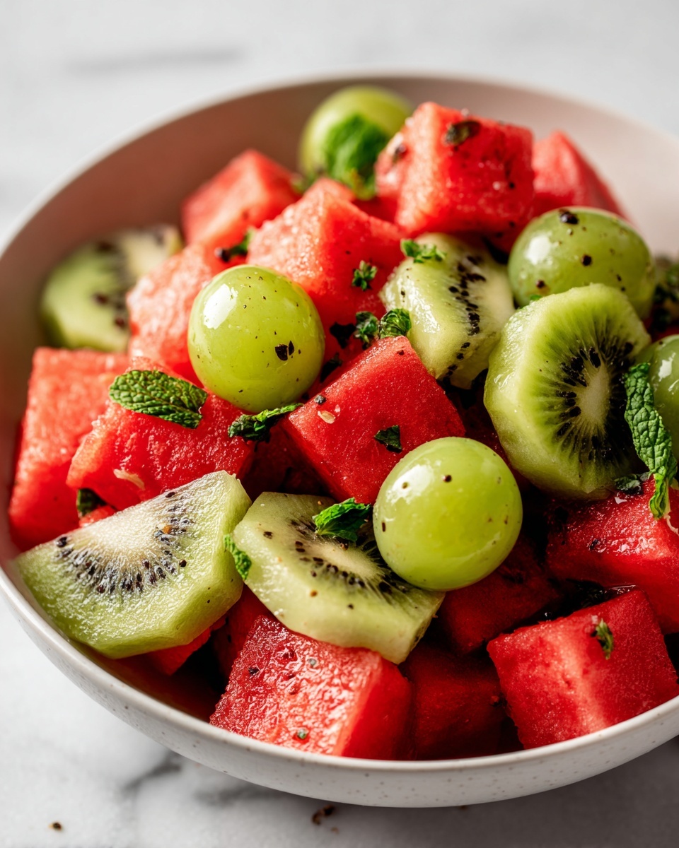 Watermelon Kiwi and Green Grape Salad Recipe - Recipe Image