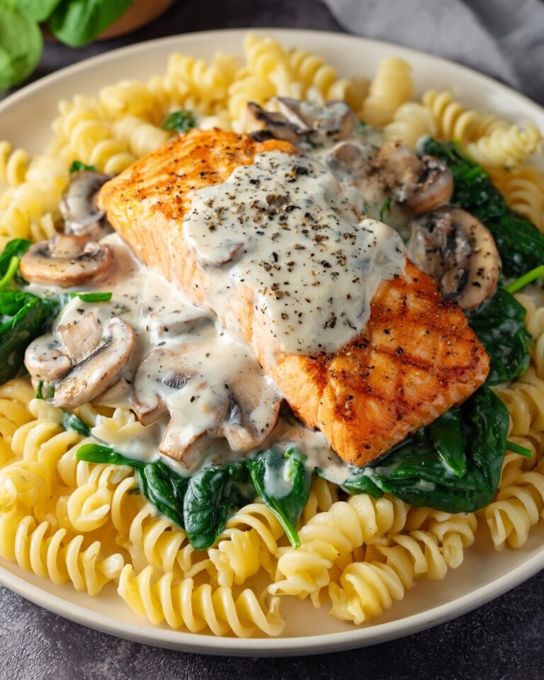 Creamy Salmon Florentine with Spinach and Mushrooms Recipe