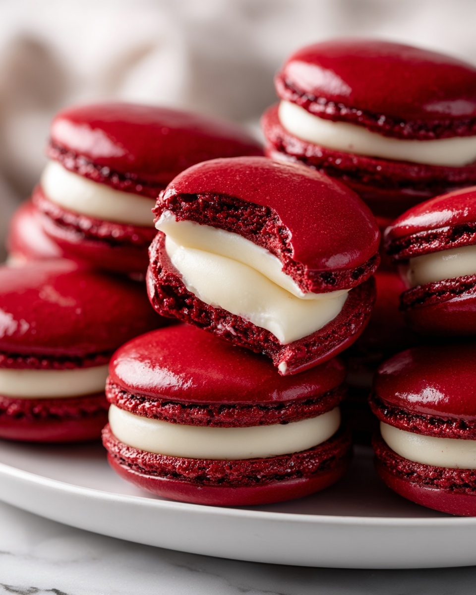 Red Velvet Macarons with Mascarpone Filling Recipe - Recipe Image