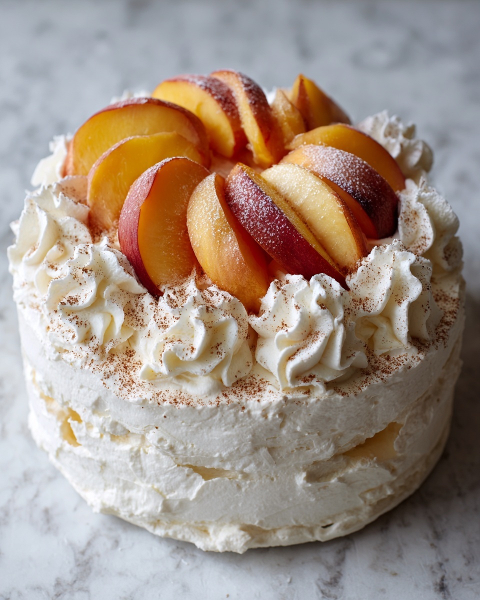 Peaches and Cream Punch Bowl Cake Recipe - Recipe Image