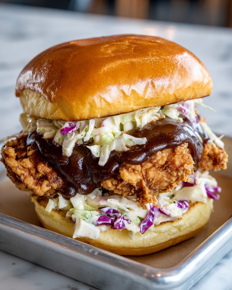 Fried Buffalo Chicken Sandwiches with Blue Cheese Slaw Recipe - Recipe Image