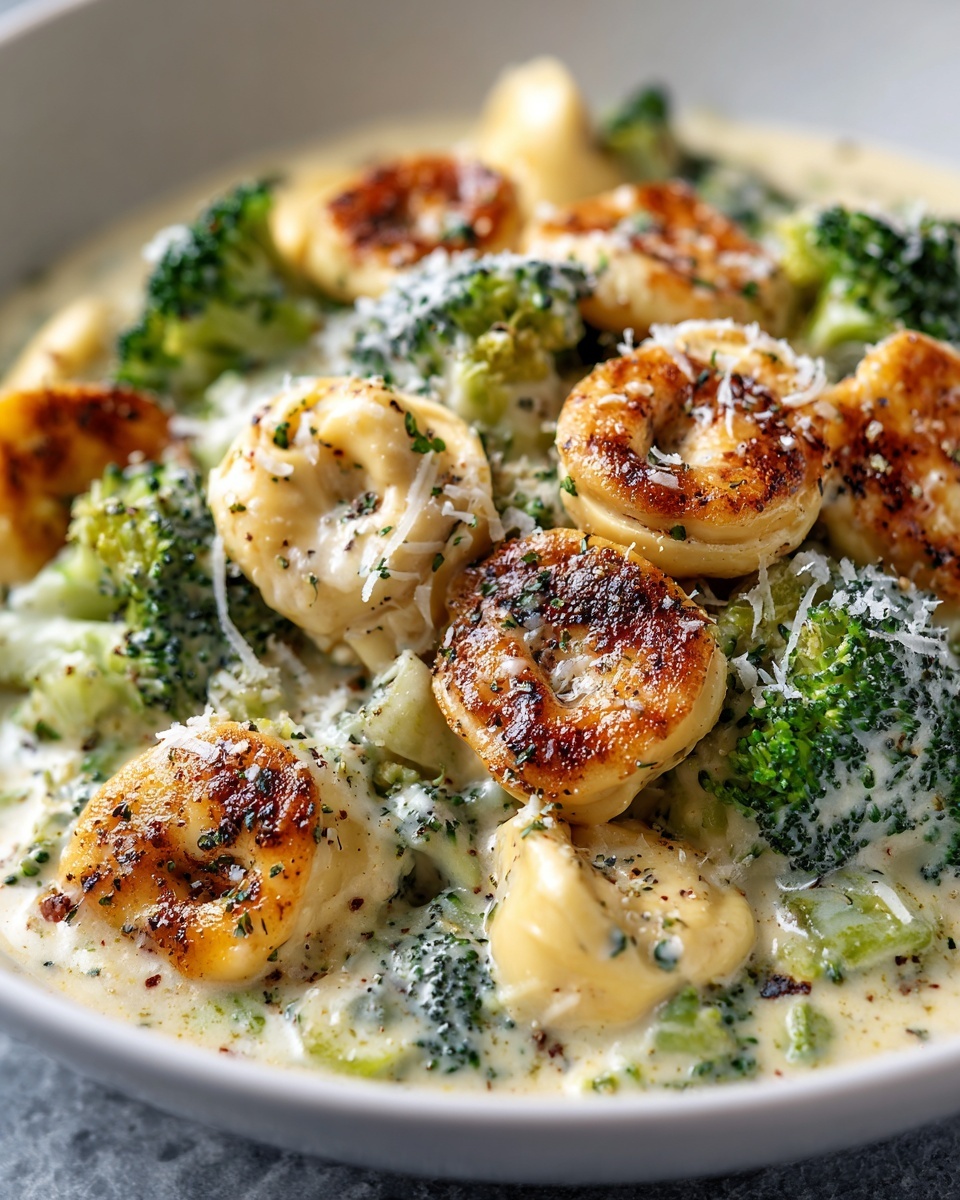 Creamy Garlic Parmesan Tortellini with Chicken & Broccoli Recipe - Recipe Image