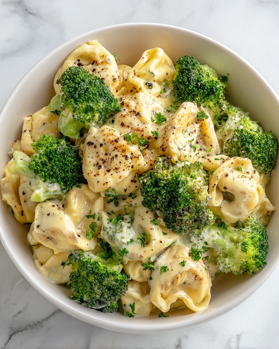 Creamy Garlic Parmesan Tortellini with Chicken & Broccoli Recipe - Recipe Image