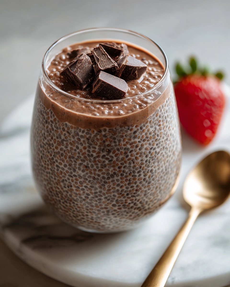 Chocolate Chia Pudding with Strawberries, Cacao Nibs, and Peanut Butter Recipe - Recipe Image