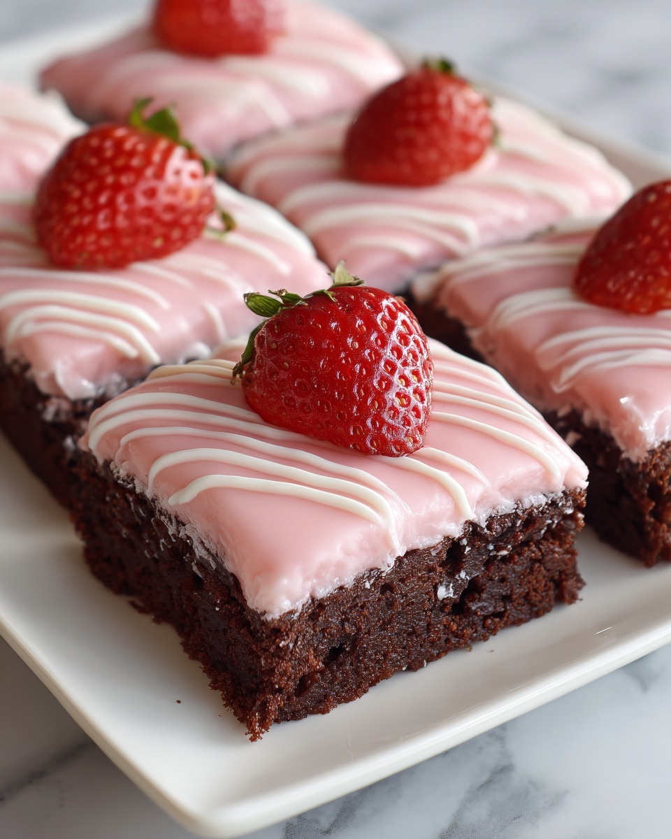 Strawberry Frosted Heart-Shaped Brownies Recipe - Recipe Image