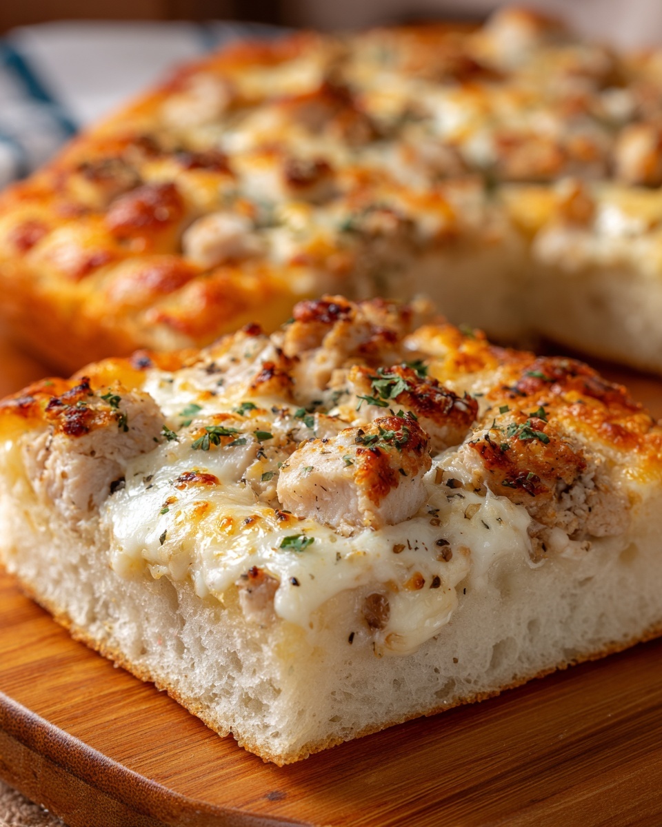 Chicken Alfredo Garlic Bread Pizza Recipe - Recipe Image