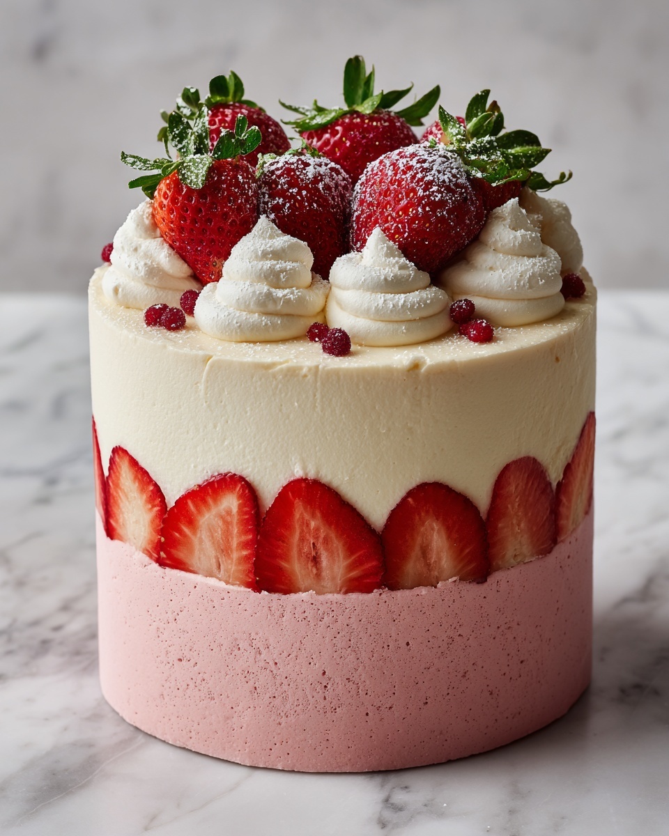 Vanilla Strawberry Ombre Cake Recipe - Recipe Image