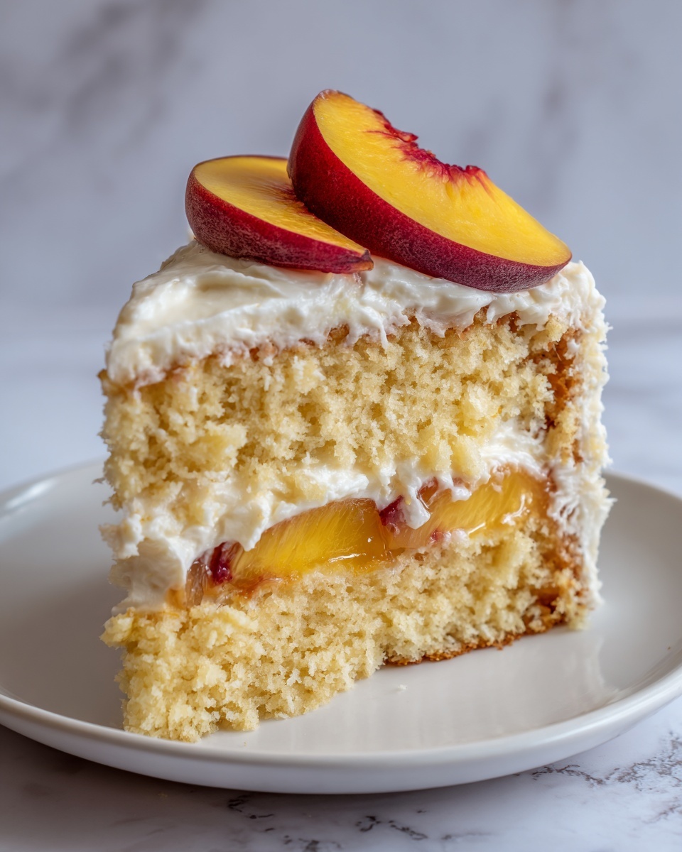 Peach Cake with Brown Sugar Frosting Recipe - Recipe Image