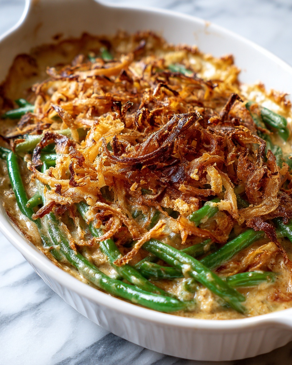 Green Bean Casserole with French-Fried Onions and Cheddar Recipe - Recipe Image