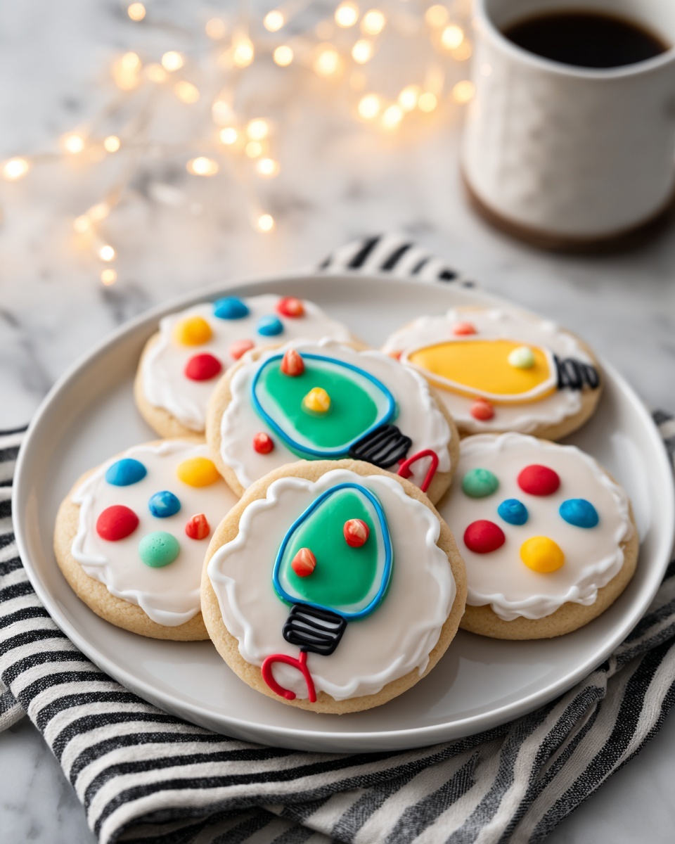 Christmas Lights Royal Icing Sugar Cookies Recipe - Recipe Image