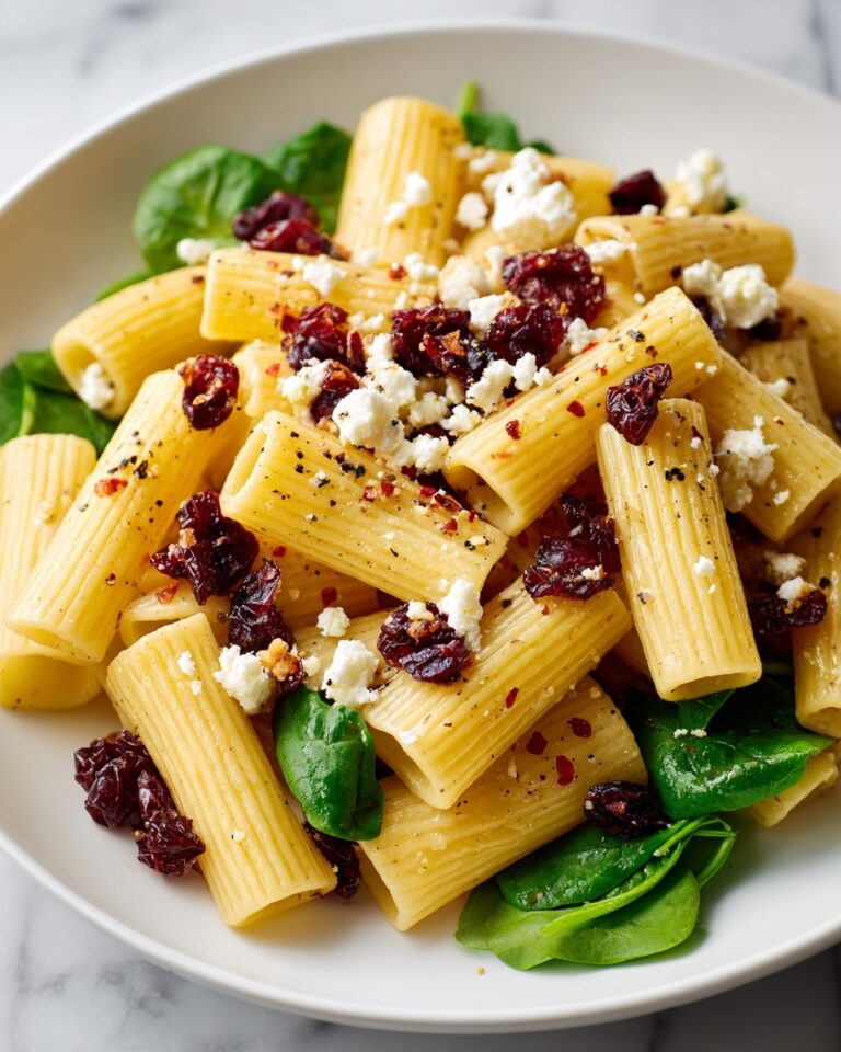Feta & Cranberry Rigatoni Salad with Lemon Vinaigrette Recipe