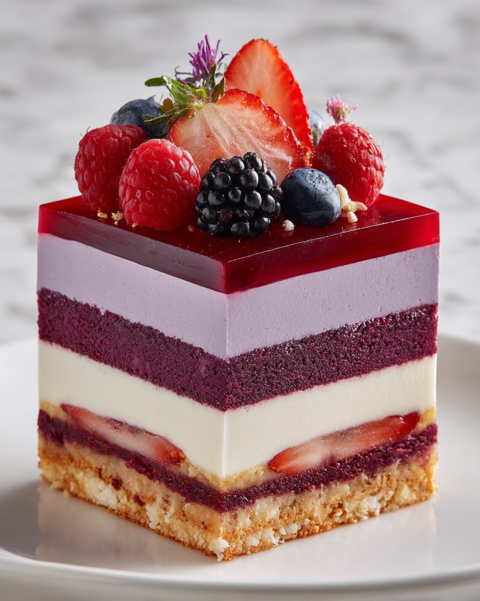 Berry Layered Mousse Cake Recipe - Recipe Image