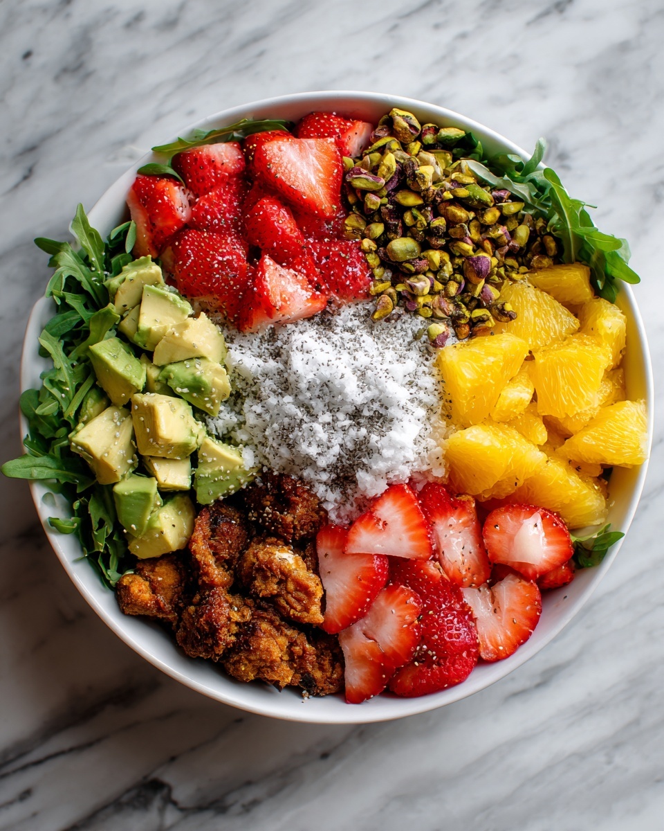 Strawberry Crunch Salad with Caramelized Almonds and Champagne Vinaigrette Recipe - Recipe Image