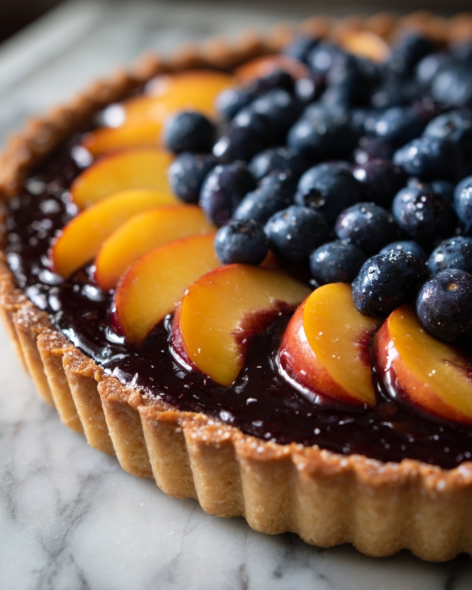 Easy Blueberry Peach Tart with Vanilla Glaze Recipe - Recipe Image