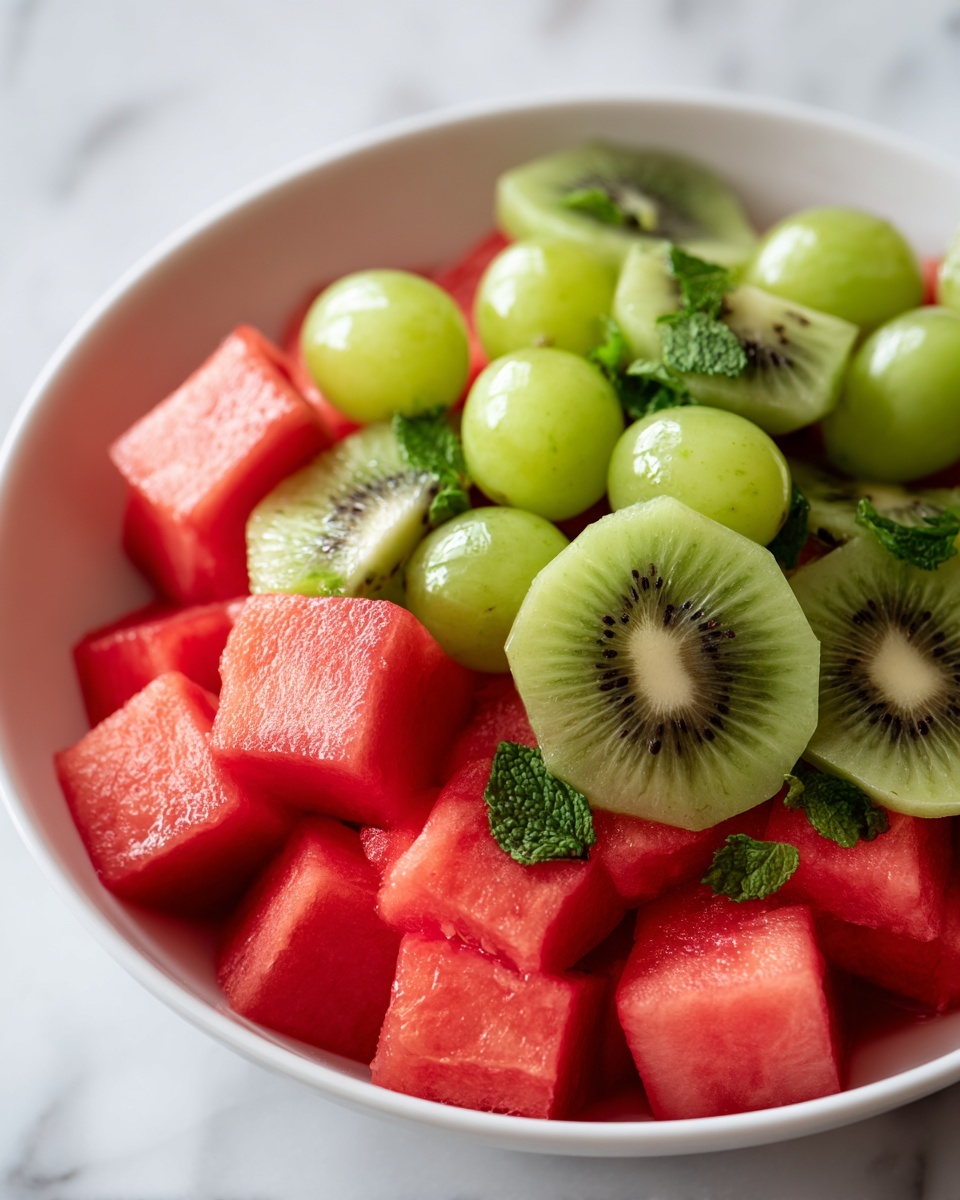 Watermelon Kiwi and Green Grape Salad Recipe - Recipe Image