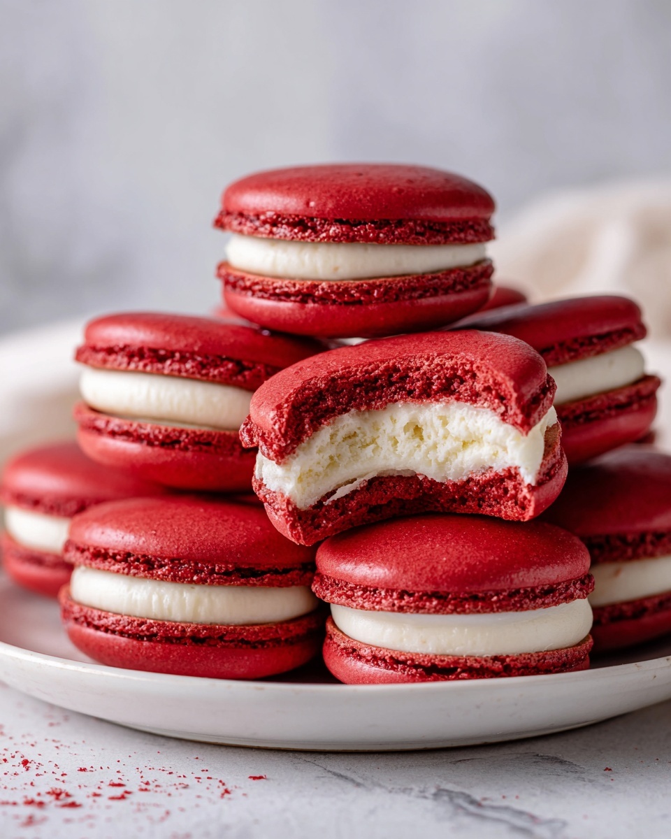 Red Velvet Macarons with Mascarpone Filling Recipe - Recipe Image