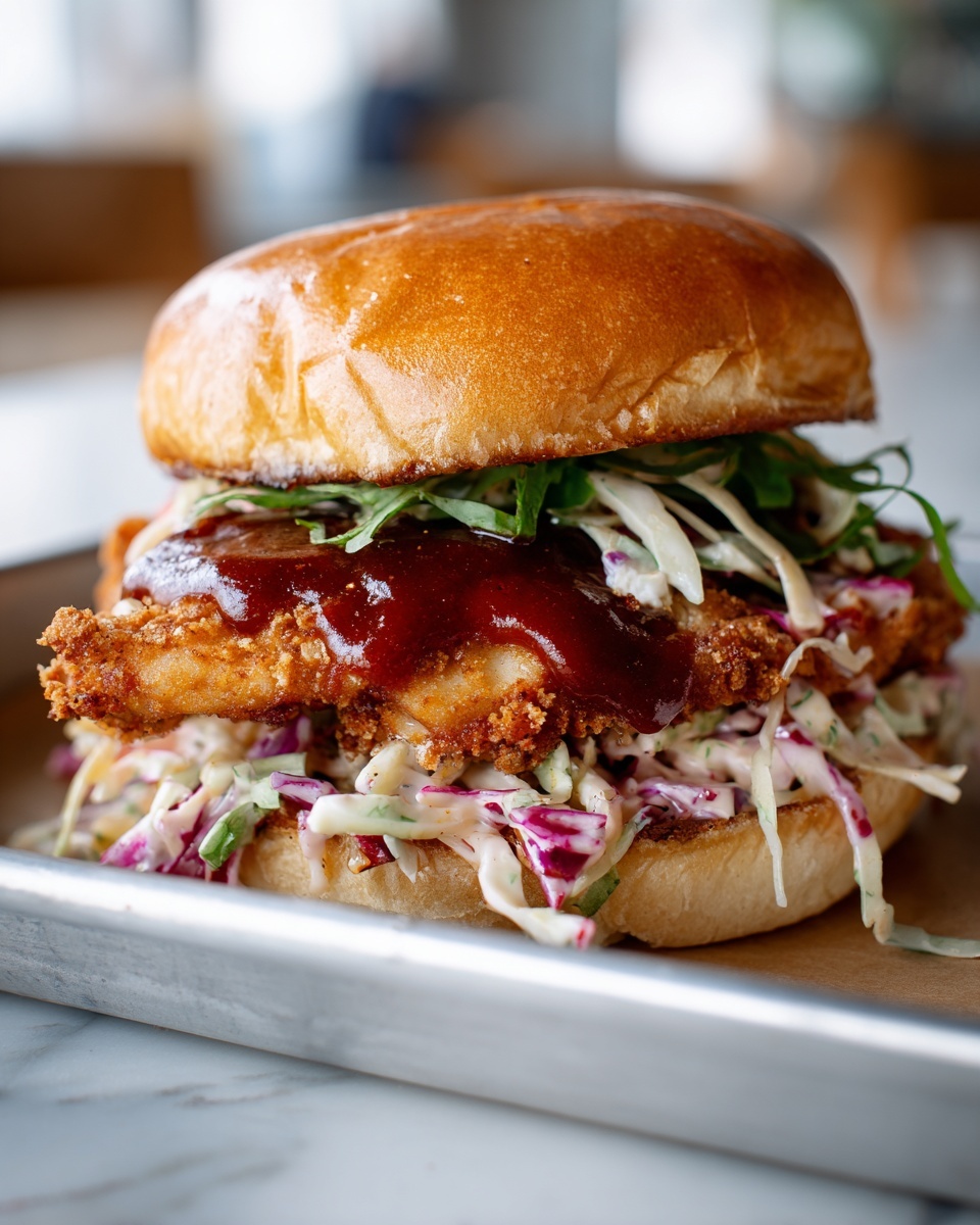 Fried Buffalo Chicken Sandwiches with Blue Cheese Slaw Recipe - Recipe Image