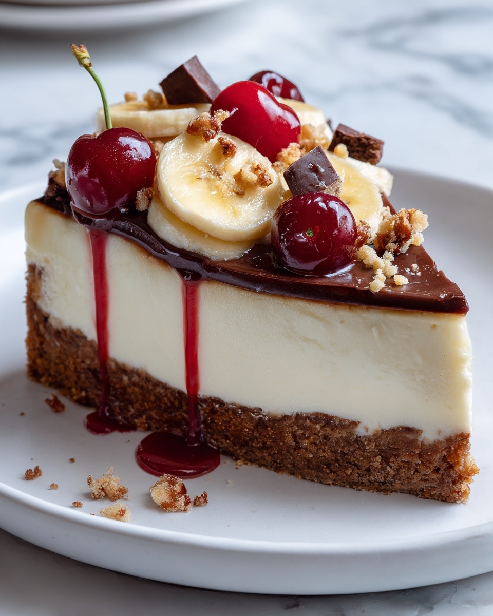 Heavenly No-Bake Banana Split Cheesecake Recipe - Recipe Image