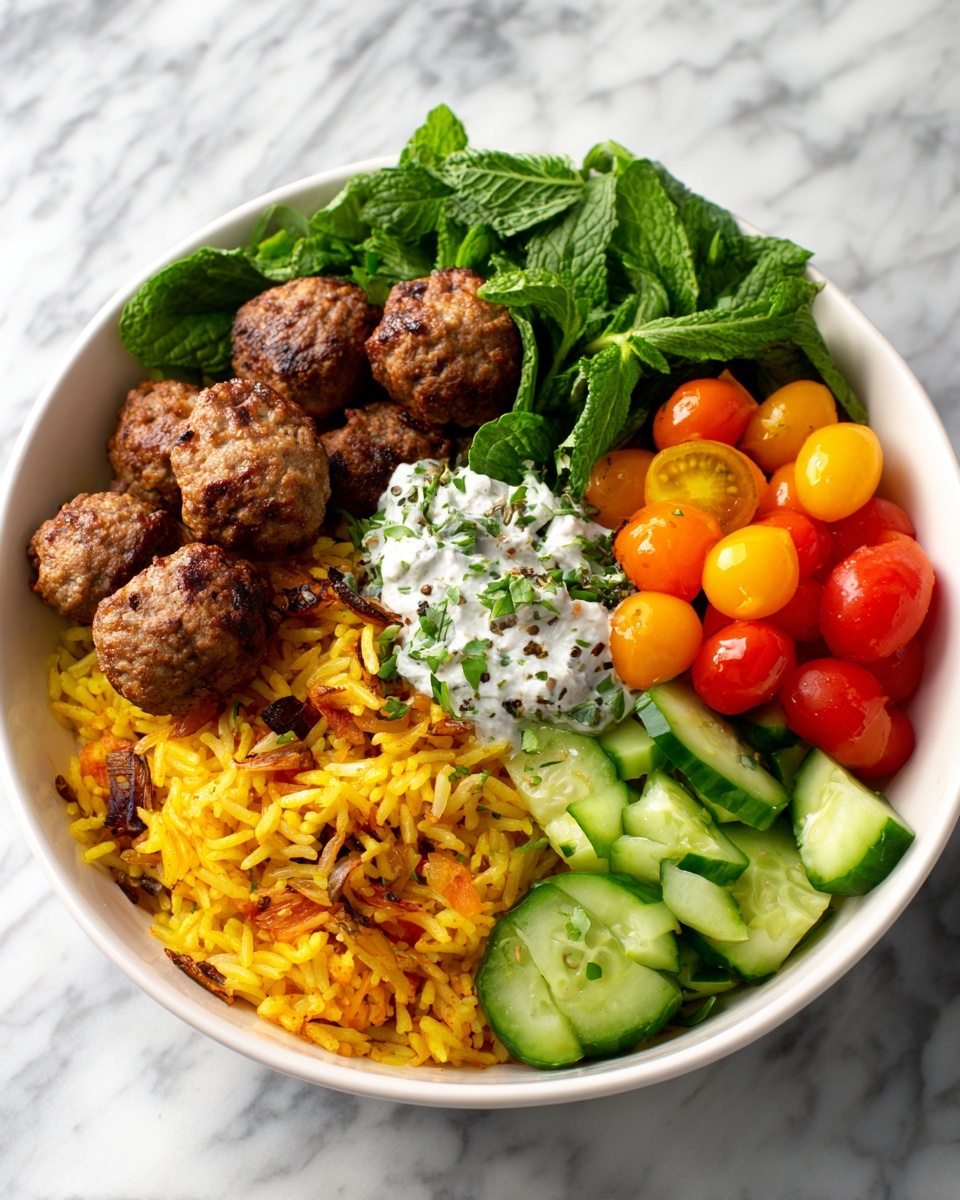 Mediterranean Bowl with Ground Turkey Meatballs Recipe - Recipe Image