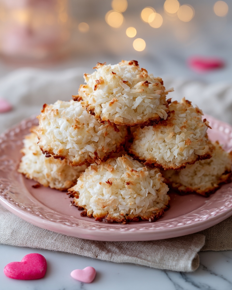 Chocolate-Dipped Coconut Macaroons with Heart-Shaped Sprinkles Recipe - Recipe Image